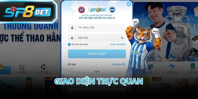 Đăng nhập SP8BET với giao diện khoa học, bố cục rõ ràng và màu sắc hài hòa